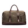 Customization Tote Travel Bag Vintage Canvas Pu Leather Trim Shoulder Mens Weekend Travel Duffel Bags