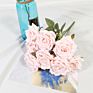 D-Rb002 Novel Design Autumn Dusty Rust Blue Silk Rose Artificial Flowers Bouquet for Wedding Home Decoration