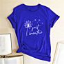 Dandelion Just Breathe Printed T-Shirts Women Shirts for Women Sleeve Graphic Tee Harajuku Crew Neck Camisetas Mujer