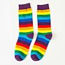 Direct Sales Colorful Tube Crew Rainbow Striped Socks for Women Girls