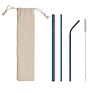 Eeo-Friendly Reusable Drinking Straws Set with Bag Customized Logo 304 Stainless Steel Metal Straw