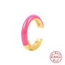 European and American 925 Sterling Silver Geometric C-Shaped Ear Cuff Enamel Hoop Earrings