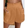 European and American Women's Cotton and Linen Flower Bud High Waist plus Size Wide Leg Casual Shorts