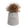 Excellent Design Big Fur Pompom Plain Beanie Hat for Women Men