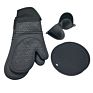 Extra Long Oven Mitts and Pot Holders Sets Heat Resistant Silicone Oven Mittens with Mini Oven Gloves and Pads Potholders