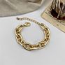 Finetoo Luxury Gold Cuban Link Chain Bracelet Gold Plated Punk Style Chunky Charm Bracelets for Women