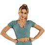 Fitness Women plus Size Sports Short Sleeve Yoga Crop Top Activewear