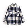 Front Pocket Design Casual Plaid Jacket Autumn Coat Women