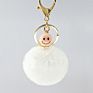 Fur Ball Keyring Imitation Faux Rex Rabbit Fur Ball Keychain Creative Car Key Chain Acrylic Smiley Hair Ball Pendant