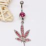 Gaby Cz Dangle Gem Weed Leaf 316L Surgical Steel Belly Rings Body Piercing Jewelry