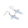 Gemstone Cross Earring Silver Hook Red Aventurine Sodalite Green Aventurine Rose Quartz Yellow Jade Blue Lace Agate