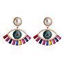 Gold Plated Big Eyes Diamond Evil Eyes Alloy Crystal Stud Earrings Women