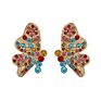 Gold Plated Statement Pearl Stud Earrings Jewelry Colorful Rhinestone Butterfly Wings Earrings for Women