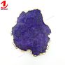 Golden Rim Edge Natural Stone Gemstone Geode Quartz Crystal Druzy Slice Mobile Phone Holder Grip Socket for Cell Phone