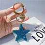 Handbag Bag Hanging Bling Bling Five-Pointed Star Key Chain Creative Blue Red Rhinestone Star Keychain