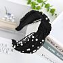 Hande Made Knotted Wide Headbands Women Lace and Pearl Elastic Accessories Headband