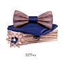 Handmade 3D Adjustable Bow Tie Wooden Set with Pocket Square Brooches for Men