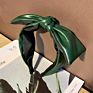Handmade Luxury Pu Bow Knot Leather Headbands for Women Cute Solid Color Hairband Simple Wide Hair Loop Accessories