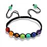 Handmade Men Women Vintage Lava Natural Stone Black Beads Adjustable Strech 8Mm 7 Chakra Bracelet for Girls