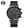 Hannah Martin 109 Luxury Men Stainless Steel Strap Black Color Quartz Analog Watches 3Atm Waterproof Chronograph Watches