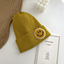 Hf Candy Color Smiley Face Label Warm Knitted Hat