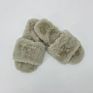 High Hope Grey Women's Cross Band Furry Slippers House Shoes Indoor Comfortable Rabbit Faux Fur Slipper