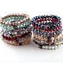 Holiday Gift Handmade Women Bracelet 10Mm Assort Crystal Glass Beads Bracelet 5 Different Pave Ball Color Elastic Charm Bracelet