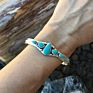 Indian Style Vintage Tibetan Silver Turquoise Bangle Butterfly Jewelry Cuff Wide Bracelet