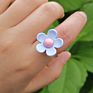 Ins Style Transparent Colorful Resin Flower Rings Statement Clear Candy Color Acrylic Daisy Flower Rings for Women Girls