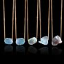Irregular Nuggets Gold Color Natural Quartz Stone Necklace Amethysts Amazonite Lapis Quartz Pendant Necklaces