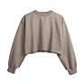 Jl-10213 In-Stock Items Printing Cotton Short Brown Hoodie Sweatshirts Women Crop Top Fleece Lined Hoodie
