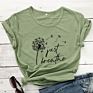 Just Breathe 100% Cotton T-Shirt Vintage Women Anxiety Graphic Tshirt