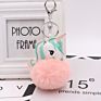 Kazufur Unicorn Fur Ball Bag Charm Pony Faux Fur Ball Keychain 8Cm