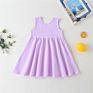 Kids Fall Wear Manufacturers Eco-Friendly Solid Color 95% Cotton Daily Life Dress for Girl