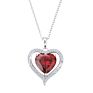 Krkc Women Jewelry 925 Sterling Silver 18K White Rose Gold Plated Garnet Gemstone Heart Shape Pendant Heart Necklaces