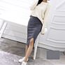 Ladies Knit Pencil Long Skirts Women Chic Wool Rib Package Hip Split Waist Midi Pencil Skirt Maxi