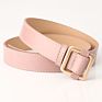 Lady Alloy Square Buckle No Hole Waist Belt Adjustable Jeans Pu Belt for Woman