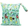 Large Size Washable Cloth Wet Bags Waterproof Cloth Bag for Sanitary Pads Mini Reusable Diaper Bag with 2 Pockets