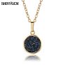 Long Chain round Shape Crystal Charm Costume Jewelry Druzy Stone Jewellery Pendant Necklace for Women and Girls