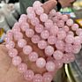 Luxury Feng Shui Rose Quartz Jade Stone Bead Bracelets Simple Men's Natural Gems Stone Healing Crystal Bracelet