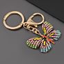 Luxury Gold Metal Alloy Insect Rhinestone Butterfly Keychain Accessories for Women