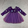 Lz Children Pink Rainbow Printing Tutu Dress for Kid Valentines Day Longsleeve Baby Girl Dress Party Dresses