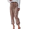 Made Gold Silver Sequin Women Loose Pants with Drawstring