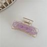 Matte Resin Candy Color Rectangle Hair Claw Clips Women Plastic Shark Grasp Clamp with Chain for Thick Hair Girls