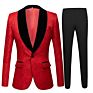 Mens Big Shawl Lapel 3 Pieces Set Pink Red Blue White Black Wedding Groom Suits Jacquard Banquet Tuxedo