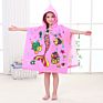 Microfiber Kids Cartoon Print Beach Towel Poncho, Children Beach Poncho, Kids Hooded Beach Poncho Towel