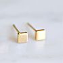 Minimalist Ear Silver Gold Color 4Mm Square round Triangle Cross Heart Shape Stainless Steel Stud Earrings