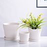 Modern 3 Set Planter Stand Plant Pots round Flower Plant Ceramic Tray for Indoor Outdoor Potted Home Decor Flower Stand