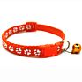 Multi Colors Paw Print Adjustable Nylon Pet Cat Dog Collar with Bell