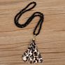 Necklace Jewelry Women Crystal Bead with Cloth Leopard Cow Print Tassels Crystal Beads Necklace
